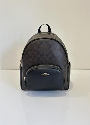 Коричневий шкіряний рюкзак court medium black brown coach