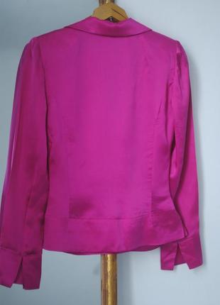 Яскрава рожева шовкова блуза , жіноча ошатна блуза з довгим рукавом5 фото