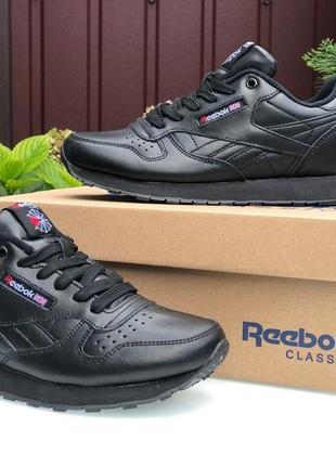 Женские кожаные, черные, стильные кроссовки reebok classic. от 37 до 41 гг. 12134 дш4 фото