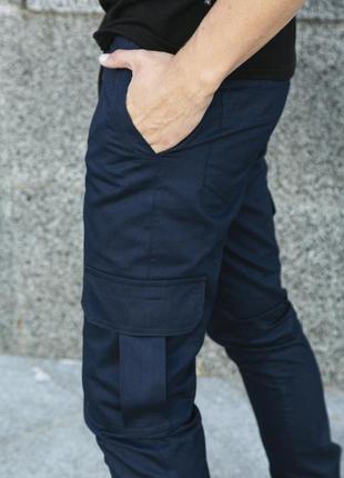 Крутые коттоновые спортивные мужские штаны легкие на каждый день весна осень лето синие | спортивные брюки4 фото