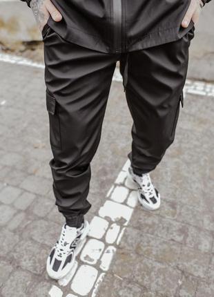 Спортивные мужские штаны карго легкие весна осень лето черные | спортивные брюки с карманами1 фото