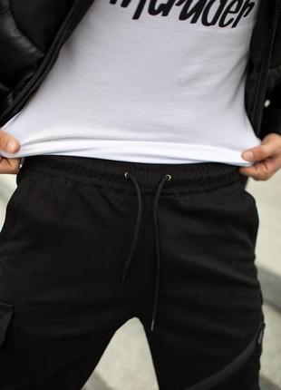 Крутые коттоновые спортивные мужские штаны удобные на каждый день демисезонные черные | спортивные брюки2 фото
