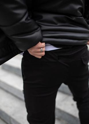 Крутые коттоновые спортивные мужские штаны удобные на каждый день демисезонные черные | спортивные брюки7 фото