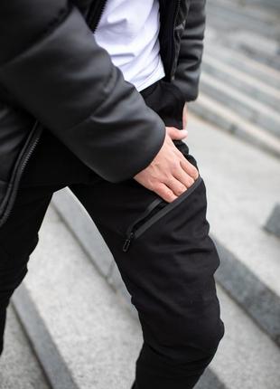 Крутые коттоновые спортивные мужские штаны удобные на каждый день демисезонные черные | спортивные брюки5 фото