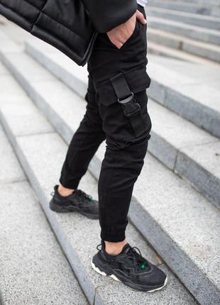 Крутые коттоновые спортивные мужские штаны удобные на каждый день демисезонные черные | спортивные брюки8 фото
