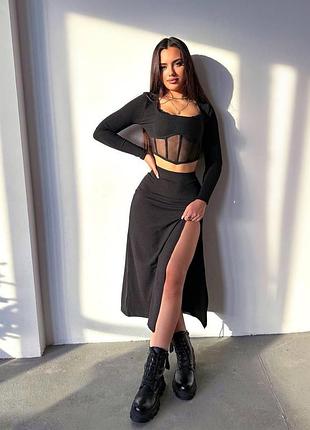 Костюм топ юбке корсет