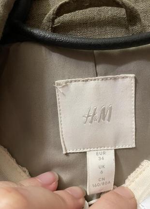 Двобортний піджак кольору хакі від h&m з підкладом3 фото