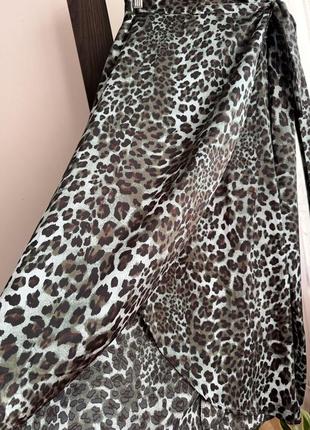Спідниця юбка атлас леопард2 фото
