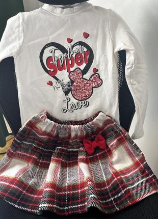 Спідничка в клітинку та кофточка італія 10-13