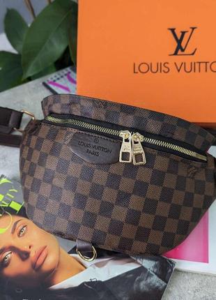 Женская сумка бананка louis vuitton поясная женская сумочка луи витон коричневая клетка бананка луи виттон2 фото