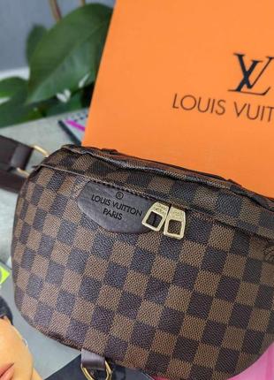 Жіноча сумка бананка louis vuitton поясна жіноча сумочка луї вітон коричнева клітка бананка луі віттон через плече