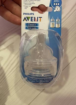 Соска силіконова avent anti-colic classic+ 3 отвори з 3 місяців 2 шт4 фото