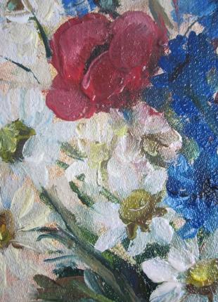 Картина польові квіти, на полотно двп, олія6 фото