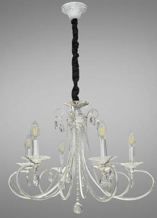 Подвесная люстра с изящным резным декором zibo белый+золотая патина 8041/6wh