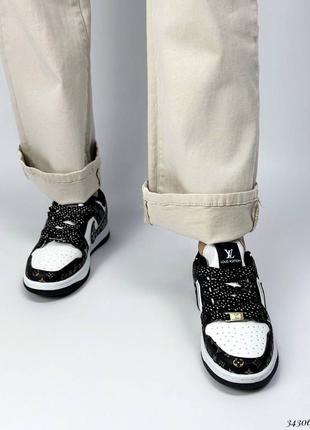 Чорно-білі кросівки в стилі бренду колоборація 36 37 38 39 40 преміальні кеди весна літо з еко-шкіри5 фото
