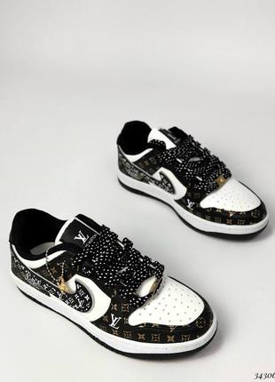 Чорно-білі кросівки в стилі бренду колоборація 36 37 38 39 40 преміальні кеди весна літо з еко-шкіри9 фото