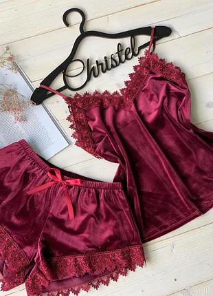 💕оксамитовий комплект { майка шорти}