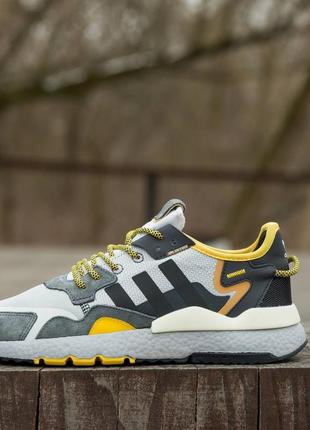 Adidas nite jogger boost  core black orange dark green3 фото