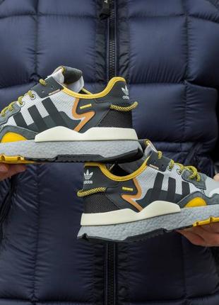 Adidas nite jogger boost  core black orange dark green5 фото