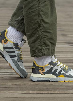 Adidas nite jogger boost  core black orange dark green9 фото