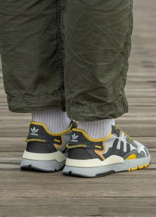 Adidas nite jogger boost  core black orange dark green10 фото