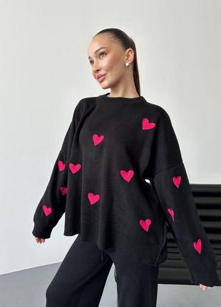 Костюм светр з сердечками та брюки4 фото