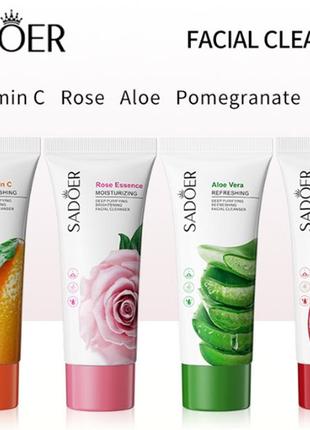 Пінка для вмивання sadoer з екстрактами, 100 г