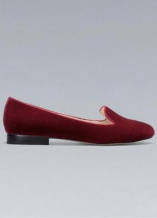 Балетки оксамитові . італія. 38(24,5) шкіра