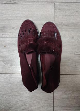 Женские бордовые туфли, лоферы с экокожи и экомеха kelsi, 41
