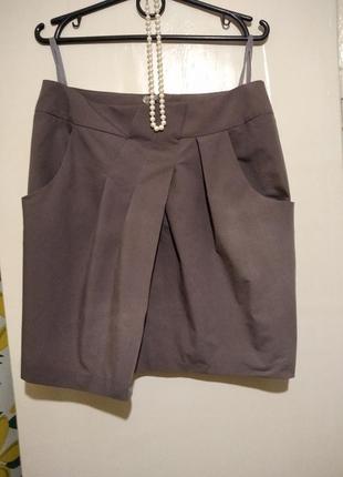 Скидка. юбка миди на подкладке с карманами patrizia dini.2 фото