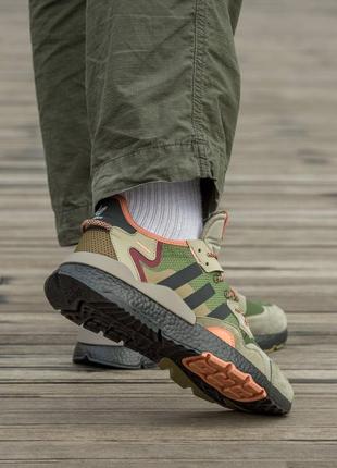 Кросівки adidas nite jogger boost  core black orange dark green7 фото