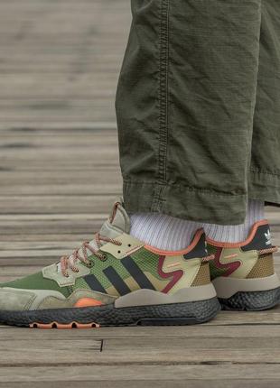 Кросівки adidas nite jogger boost  core black orange dark green2 фото