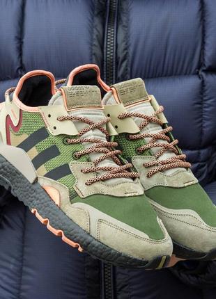 Кросівки adidas nite jogger boost  core black orange dark green1 фото