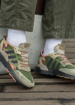 Кросівки adidas nite jogger boost  core black orange dark green8 фото