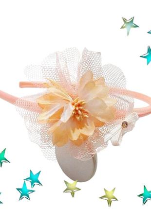 Обруч дитячий для волосся квіти handmade рожевий