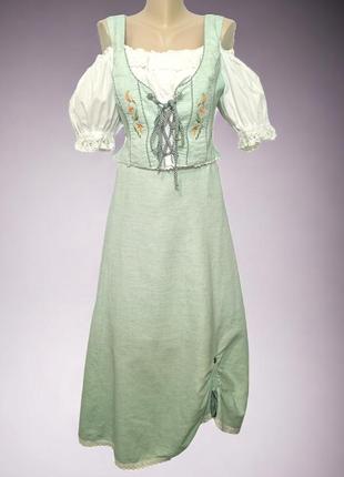 Stockerpoint, льняной костюм с вышивкой, винтажный.