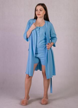 Жіночий домашній комплект халат та піжама 2 кольори рр 46-563 фото