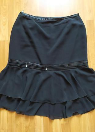 Батал большой размер шикарная черная юбка юбочка спідниця рюшики стразы