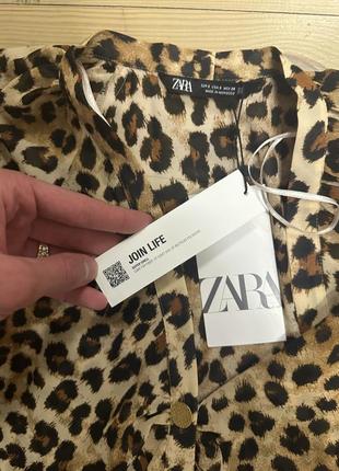 Zara леопардовий шифоновий пуловер з v-подібним вирізом на ґудзиках nwt6 фото