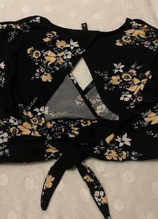 Базовый топ xs/s h&m укороченный кроп топ майка блуза блузка летняя с завязками на завязках2 фото