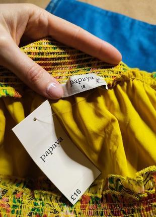 Papaya платье жёлтое в цветочный принт большое батальное батал с открытыми плечами новое4 фото