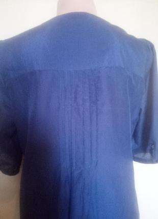 Блуза темно синяя с эффектным кружевом, хлопок (65%) с шелком (35%)2 фото