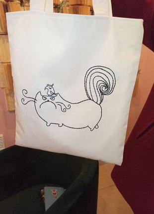 Эко сумка с котиком2 фото
