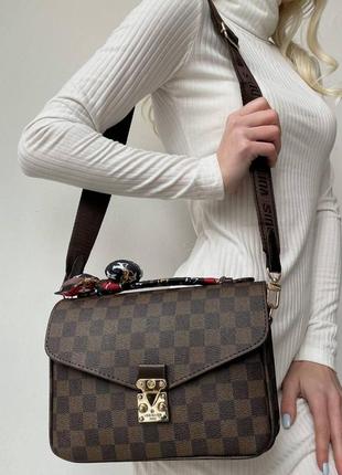 Классическая женская сумка louis vuitton metis brown кожаная сумочка через плечо луи витон брендовая8 фото