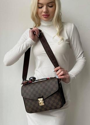 Классическая женская сумка louis vuitton metis brown кожаная сумочка через плечо луи витон брендовая2 фото