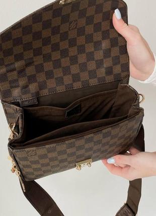 Классическая женская сумка louis vuitton metis brown кожаная сумочка через плечо луи витон брендовая5 фото