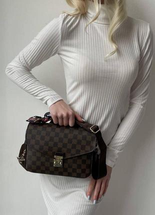 Классическая женская сумка louis vuitton metis brown кожаная сумочка через плечо луи витон брендовая7 фото