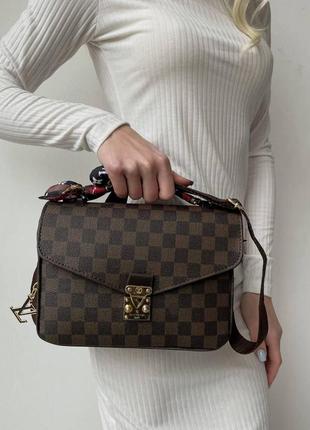 Классическая женская сумка louis vuitton metis brown кожаная сумочка через плечо луи витон брендовая4 фото
