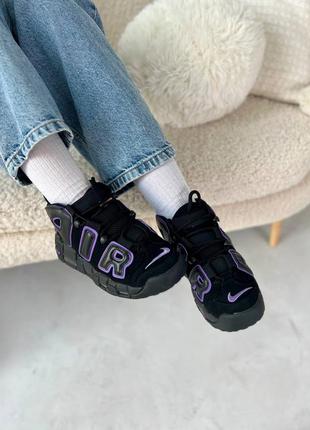 Жіночі кросівки nike uptempo black blue найк чорного з синім кольорів3 фото