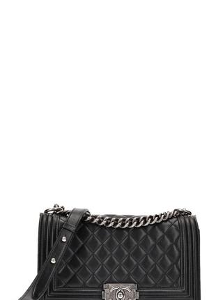 Шкіряна сумка chanel boy bag medium black, оригінал5 фото